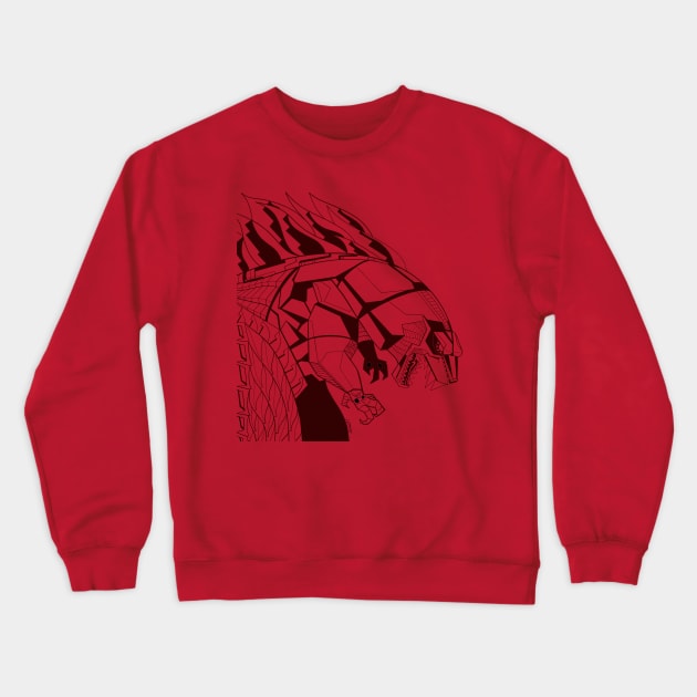 the red mechagodzilla cyborg kaiju in ecopop Crewneck Sweatshirt by jorge_lebeau